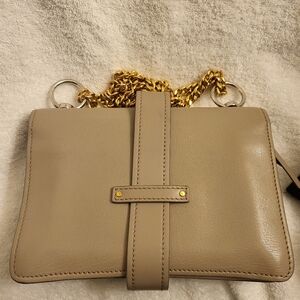 CHLOE Shiny Goatskin Calfskin Aby Chain Shoulder Bag Motty Grey!